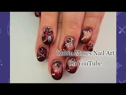 Red Ombre & Black Filigree Halloween 2024 Nail Design Tutorial