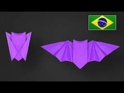 Origami Morcego de Halloween Simples e Fácil - Instruções em Português BR