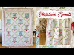 Christmas Spools Quilt, Cross Stitch and NEW Fabric! (Beginner Quilting and Cross Stitch)