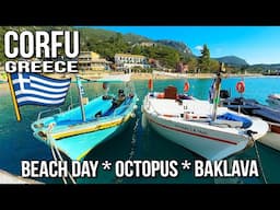 Corfu, Greece 🇬🇷 Beach Day at Palaiokastritsa Dytika • Octopus & Baklava 🇬🇷