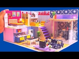 DIY Miniature CArdboard House 2 storey Dollhouse Villa for Miniature Barbie