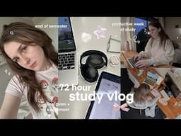 72hr STUDY VLOG | intense study, submitting last assignment, lecture catch up + exam week routine ♡