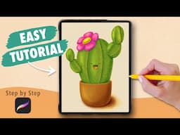 PROCREATE Drawing for Beginners - CUTE CACTUS 🌵 EASY Step by Step Tutorial