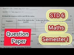 STD 6// Maths Semester I Question paper class 6 maths paper