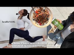 at home Pilates Workout, FAVORITE post workout meal, & easy ways to improve sleep | health vlog