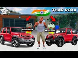 Franklin and ShinChan and BlackChan Stolen THAR ROXX indian cars GTA 5 | THAR ROXX Car Stolen GTA 5