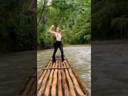 Find out if I fall #bamboorafting #jamaica #travel #tourism #danceonbamboo #tylawaterchallenge #tyla