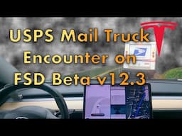 Tesla Full Self Driving & USPS Mail Truck Encounter on V12 #FSDBeta