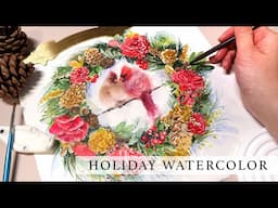 Holiday Watercolor | How To Paint A Wreath With Cardinals