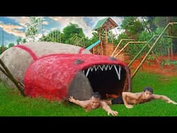 Two engineers built a spider-shaped underground house and a swimming pool with a beautiful slide.