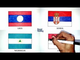 Drawing the Flag of Laos, Serbia, Nicaragua, Libya