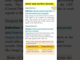 Explain Input and Output Devices