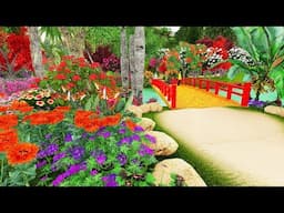 4K- Beautiful style of Japanese and Chinese flower garden