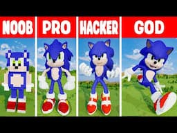 Minecraft SONIC 3 STATUE BUILD CHALLENGE - NOOB vs PRO vs HACKER vs GOD