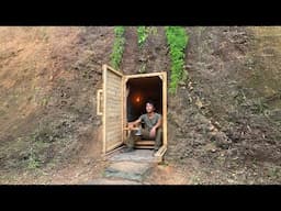 Building Underground & Warm Survival Shelter, Crab Trap, Fireplace, Sawdust Bed Mattress