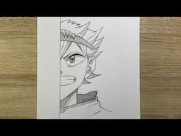 How to draw Asta from Black Clover step by step | How to draw Asta half face