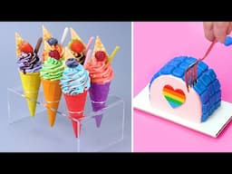 💛💚🤍🧡 Yummy & Perfect Cake Decorating Tutorials | Most Satisfying Rainbow Cake Decorating Compilation