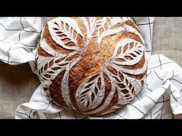 Decorative sourdough bread scoring tutorial - clover design