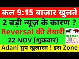 कल 9:15 बाजार खुलते Nifty Prediction For Tomorrow Banknifty Friday 22 November Market Prediction