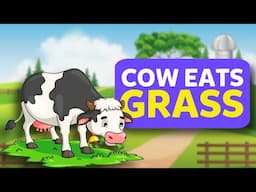 WHAT farm ANIMALS EAT? English vocabulary for beginners | Fun and Educational Video for Kids