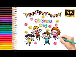 Children's Day Special Drawing 🎨👧👦 (Easy Step-by-Step Tutorial)!!!  @bambinoartz #childrensday