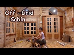 Building Off Grid Cabin in the forest, wooden house, outdoor toilet, Off grid Life Alone