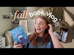 a FALL book vlog 📖🍂 mood reading my fall TBR, setting up my cozy reading corner, Barnes haul & more