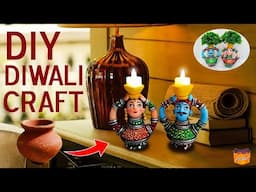 @craft.pocket DIY Diwali craft using earthen pots मटकी से बनाएं शानदार दिवाली क्राफ्ट diya holder