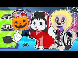 BABY PETS 🖤🎃 Kira and Max dress up as Beetlejuice and Lydia | Halloween Costumes 🎃❤️