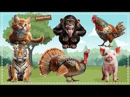 Familiar Animals Life: Cat, Monkey, Chicken, Tiger, Turkey, Pig