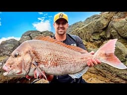 SOLO FISHING for MONSTER FISH off the rocks after a storm