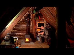 SURVIVE A COLD RAINY NIGHT IN A COZY LOG CABIN. CABIN LIFE ALONE.