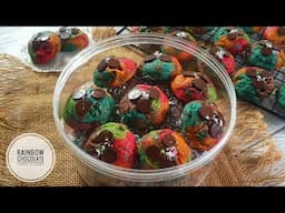 Biskut Chip Coklat Pelangi Tanpa Telur | Eggless Rainbow Chocolate Chips Cookies