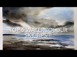 BEGINNERS TOP 5 WATERCOLOR SKY HACKS! STORMY WATERCOLOUR Landscape Loose PAINTING Techniques DEMO