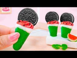 ASMR - 미니어처 오레오 초콜릿 수박 아이스크림 🍉 Satisfying Miniature Watermelon OREO Ice Cream Summer Dessert 🎂 미니 요리