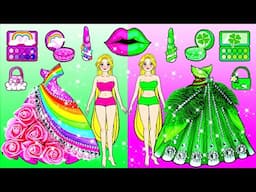 Pink VS Green Makeup And Dress Up Challenge - Barbie Transformation Handmade - Woa Doll Channel