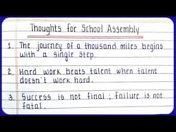 Thoughts for school assembly in English | School Assembly Morning Thought in English