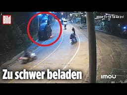 THAILAND: Lkw macht am Berg eine Rückwärtsrolle!