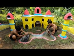 Survival Instinct Build A Mud Villa With A Dog Bath, Survival Skills Asia