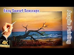 Acrylic Landscape Painting Lesson /Seascape / Driftwood