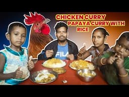 Today's eating chicken papaya curry with rice eating | jh eating show