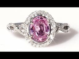 Pink Fancy Sapphire Diamond Ring CERTIFIED 14k White Gold NATURAL Vintage Estate 1.80 tcw UNHEATED