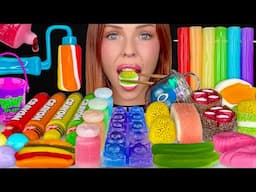 ASMR MUKBANG, Rainbow Food, Gummy Sushi, Edible Paint Roller, Peelable Gummy Candy, Edible Crayon 먹방