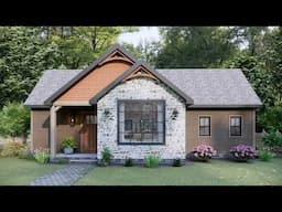 2-Bedroom Cottage House Plan with Vaulted Living Space | 39'x29' (12x9m) Cozy & Charming