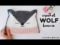 CROCHET WOLF BEANIE: how to crochet wolf hat in all sizes! step-by-step tutorial