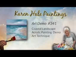 Coastal Beach Painting in Acrylic, Art Technique, Demo #341