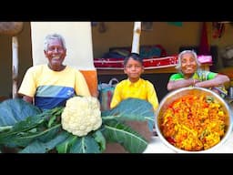 Farm fresh cauliflower recipe | Fulgobi recipe cooking by tribe grandmother | village cooking