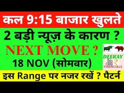 कल 9:15 बाजार खुलते Nifty Prediction For Tomorrow | Banknifty Monday 18 November Market Prediction