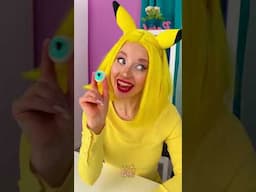 DELICIOUS JELLY EYES CHALLENGE with SONIC & PIKACHU 👁️ #123go #food #challenge #funny