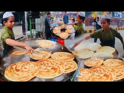 Small boy selling Parata and making breakfast | Nashta | Milk | Hard working people | Street food